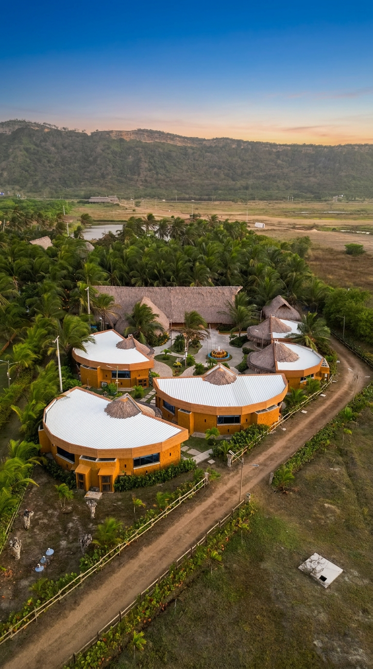 Vista aérea de Marahuaco Beach House frente al mar
